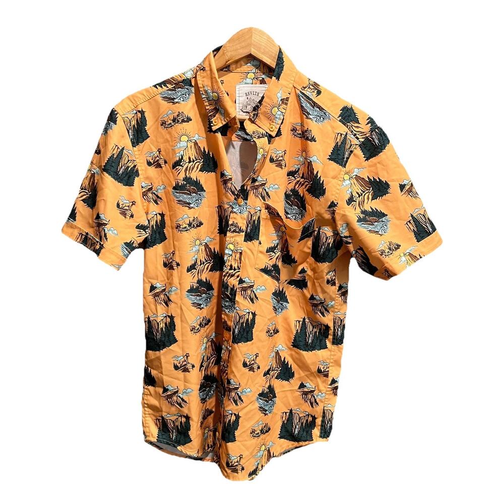 RSVLTS Orange Great Outdoors Dare Mighty Things Casual Button Down Shirt‎ Size S